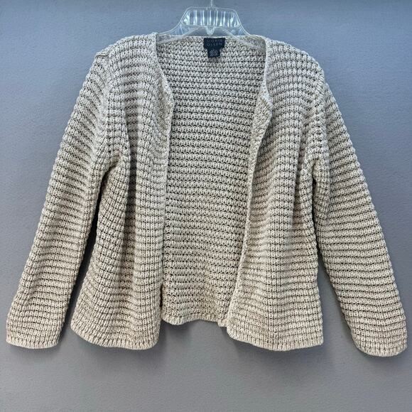 Sigrid Olsen Sweaters - Sigrid Olsen Cardigan Women's L Beige 46% Silk Neutral Business Casual Sweater